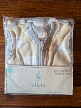 Lullaby Lane Two Wearable Sleeping Sacks - Sheep And Solid Gray Size S/M NWT